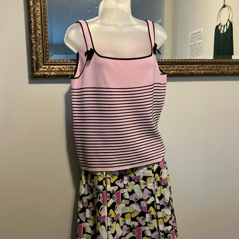 Pink and Black Striped Tank Top
